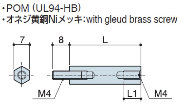 画像2: Mタイプ 六角 樹脂  オネジ/メネジ M4 標準型 (2)