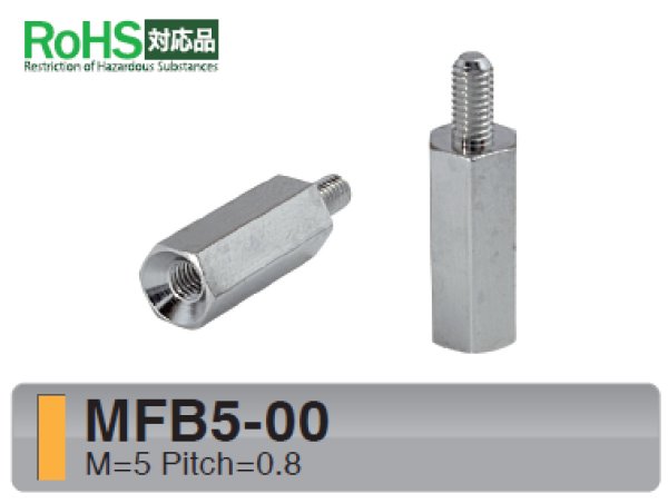 画像1: MFタイプ 六角　黄銅　オネジ/メネジ M5 皿ねじ用 (1)