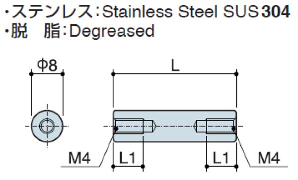 画像2: RFタイプ 丸型  ステンレス 両メネジ M4 標準型(SUS304) (2)