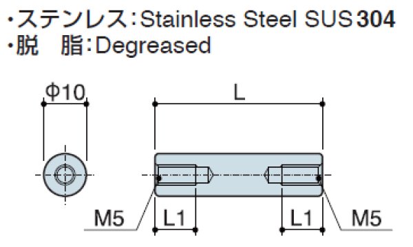 画像2: RFタイプ 丸型  ステンレス 両メネジ M5 標準型(SUS304) (2)