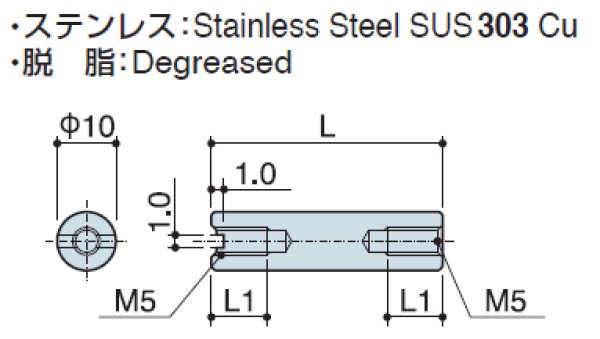 画像2: RF-Sタイプ 丸型 ステンレス 両メネジ M5 スリット付(ドライバー用) (2)