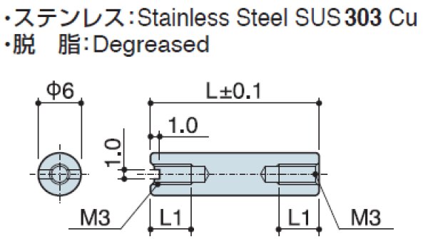 画像2: RF-Sタイプ 丸型 ステンレス 両メネジ M3 スリット付(ドライバー用) (2)