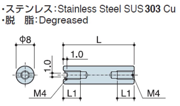 画像2: RF-Sタイプ 丸型 ステンレス 両メネジ M4 スリット付(ドライバー用) (2)