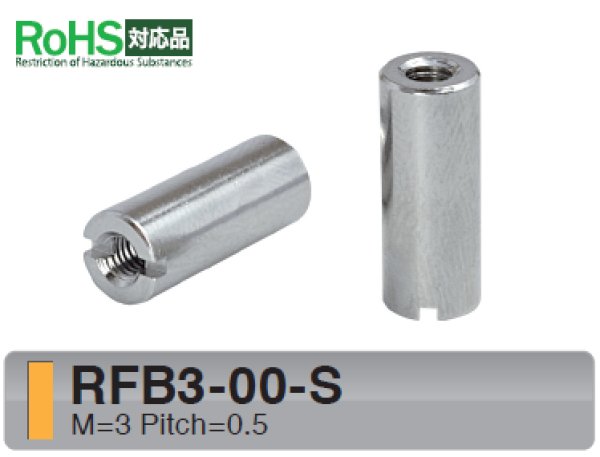 画像1: RF-Sタイプ 丸型　黄銅　両メネジ M3 スリット付(ドライバー用) (1)