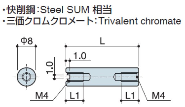 画像2: RF-Sタイプ 丸型 スチール 両メネジ M4 スリット付(ドライバー用) (2)