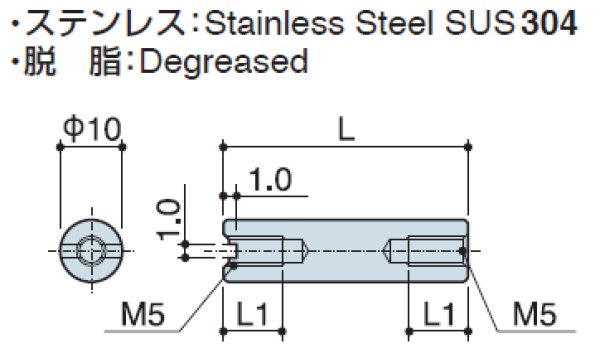 画像2: RF-Sタイプ 丸型 ステンレス 両メネジ M5 スリット付(ドライバー用) SUS304 (2)