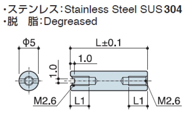 画像2: RF-Sタイプ 丸型 ステンレス 両メネジ M2.6 スリット付(ドライバー用) SUS304 (2)