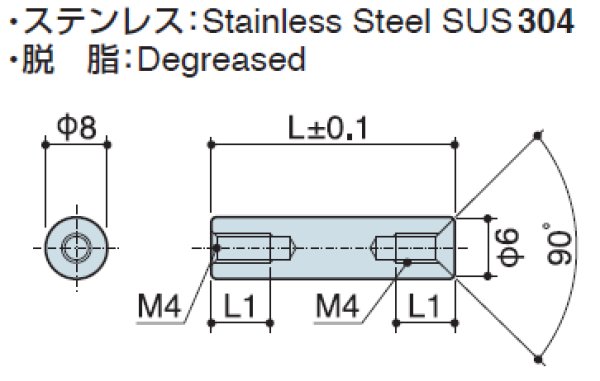 画像2: RFFタイプ 丸型  ステンレス 両メネジ M4 皿ねじ用(SUS304) (2)