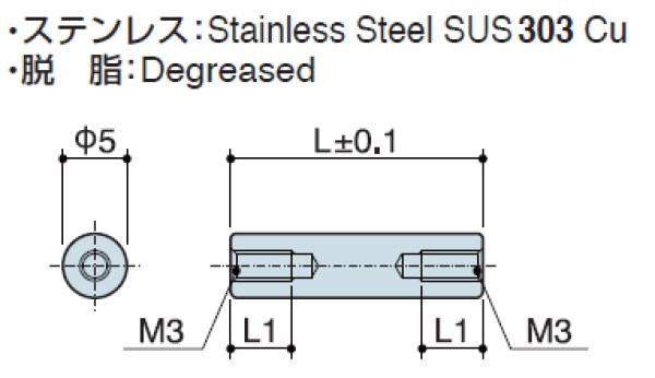 画像2: RFHタイプ 丸型  ステンレス 両メネジ M3  外径Φ5 (2)