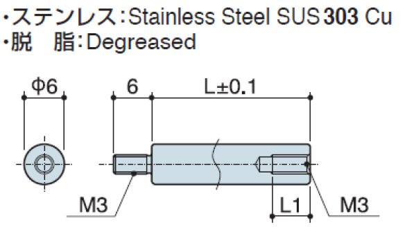 画像2: RMタイプ 丸型  ステンレス オネジ/メネジ M3 標準型 (2)