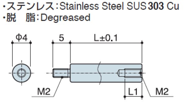 画像2: RMタイプ 丸型  ステンレス オネジ/メネジ M2 標準型 (2)