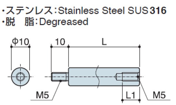 画像2: RMタイプ 丸型  ステンレス オネジ/メネジ M5 標準型 (316) (2)