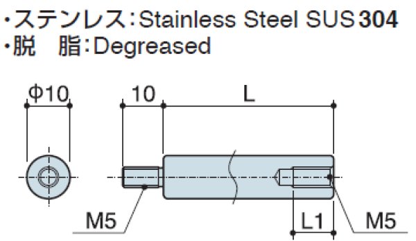画像2: RMタイプ 丸型  ステンレス オネジ/メネジ M5 標準型 (304) (2)