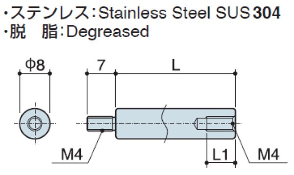 画像2: RMタイプ 丸型  ステンレス オネジ/メネジ M4 標準型 (304) (2)