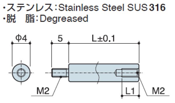 画像2: RMタイプ 丸型  ステンレス オネジ/メネジ M2 標準型 (316) (2)