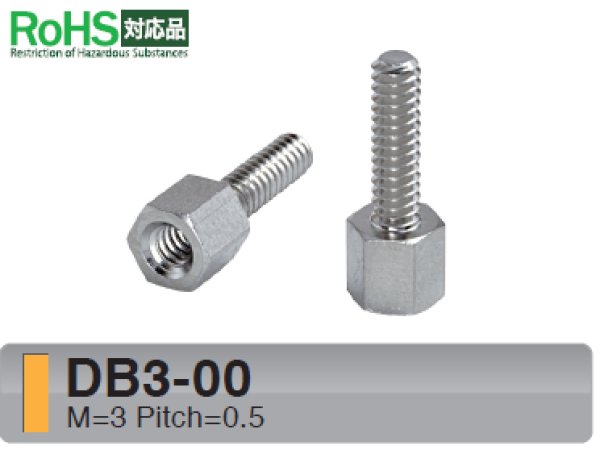 画像1: Dタイプ 六角 　黄銅　M3 D-sub取付用（ミゾ無） (1)