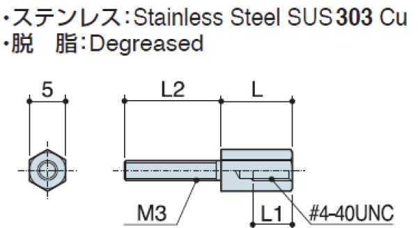 Dタイプ 六角 ステンレス D-sub取付用 オネジM3 / メネジ#4-40 Dタイプ 六角 ステンレス D-sub取付用 オネジM3 / メネジ#4-40