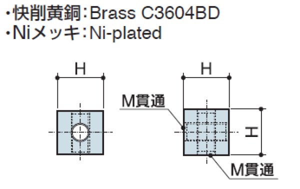 画像2: Cタイプ キューブ型 　黄銅　垂直取付用 (2)