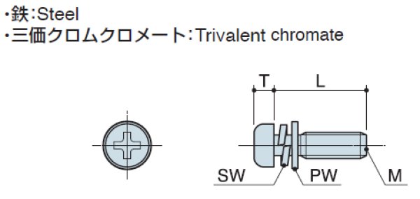 画像2: Ｓ2Wタイプ ナベ小ねじ(SW・PW付)　スチール　【 並目ねじ】 (2)