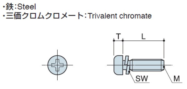 画像2: S1Wタイプ ナベ小ねじ(SW付) スチール 【 並目ねじ】 (2)