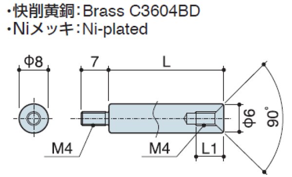 画像2: RMFタイプ 丸型  黄銅 オネジ/メネジ M4 皿ねじ用 (2)