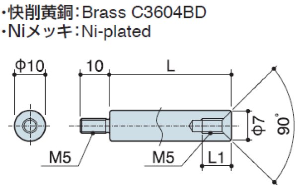 画像2: RMFタイプ 丸型  黄銅 オネジ/メネジ M5 皿ねじ用 (2)
