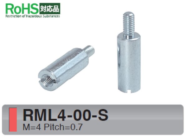 画像1: RM-Sタイプ 丸型 　スチール　オネジ/メネジ M4 スリット付(ドライバー用) (1)