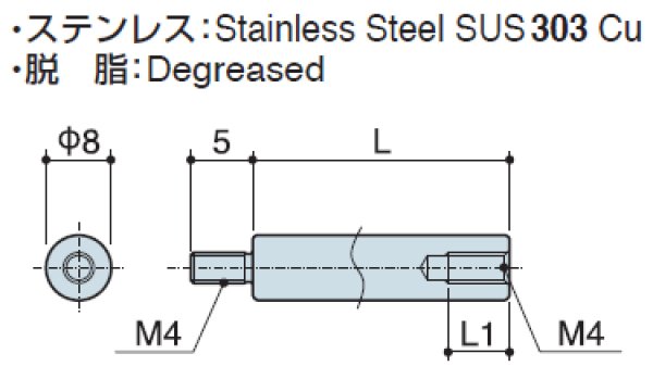 画像2: RMSタイプ 丸型 　ステンレス　オネジ/メネジ M4 短間隔取付(オネジ5mm) (2)