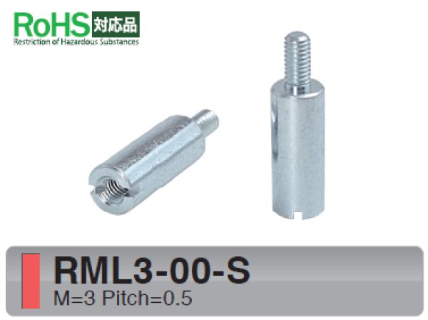 画像1: RM-Sタイプ 丸型 　スチール　オネジ/メネジ M3 スリット付(ドライバー用) (1)