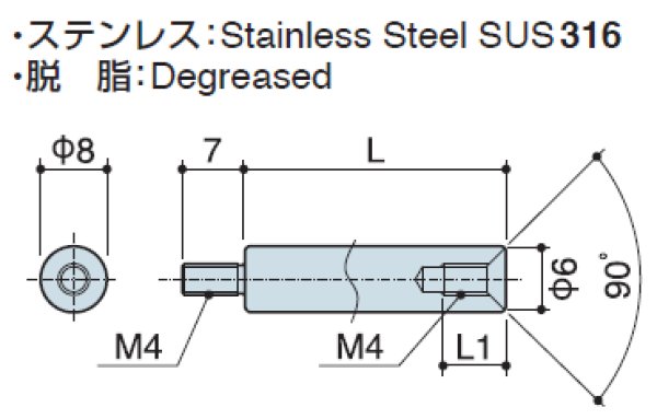 画像2: RMFタイプ 丸型 　ステンレス　オネジ/メネジ M4 皿ねじ用(SUS316) (2)