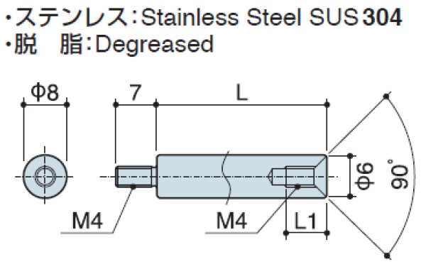 画像2: RMFタイプ 丸型  ステンレス オネジ/メネジ M4皿ねじ用(SUS304) (2)