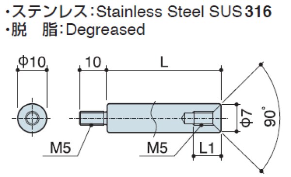 画像2: RMFタイプ 丸型  ステンレス オネジ/メネジ M5 皿ねじ用(SUS316) (2)