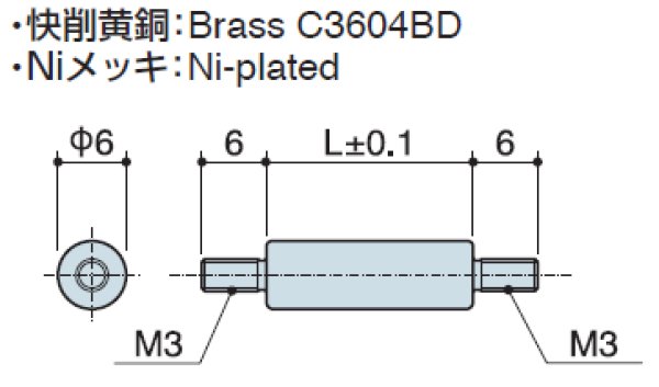 画像2: RMMタイプ 丸型  黄銅 両オネジ M3 標準型 (2)