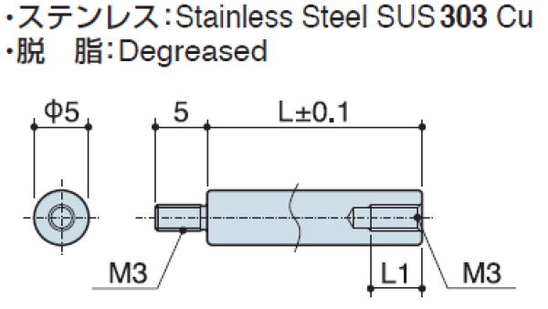 画像2: RMHタイプ 丸型  ステンレス オネジ/メネジ M3 外径Φ5mm (2)