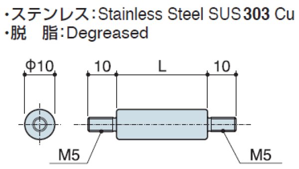 画像2: RMMタイプ 丸型  ステンレス 両オネジ M5 標準型 (2)