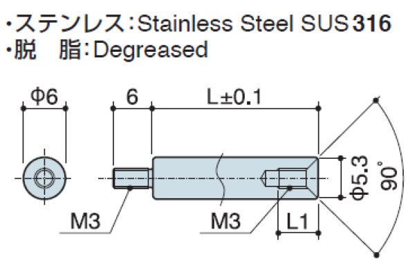 画像2: RMFタイプ 丸型  ステンレス オネジ/メネジ M3 皿ねじ用(SUS316) (2)