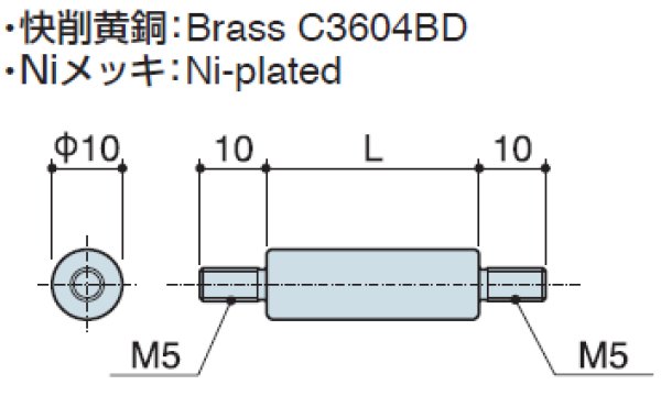 画像2: RMMタイプ 丸型  黄銅 両オネジ M5 標準型 (2)