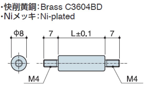 画像2: RMMタイプ 丸型  黄銅 両オネジ M4 標準型 (2)