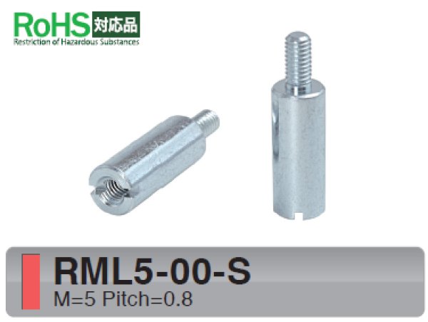 画像1: RM-Sタイプ 丸型 　スチール　オネジ/メネジ M5 スリット付(ドライバー用) (1)